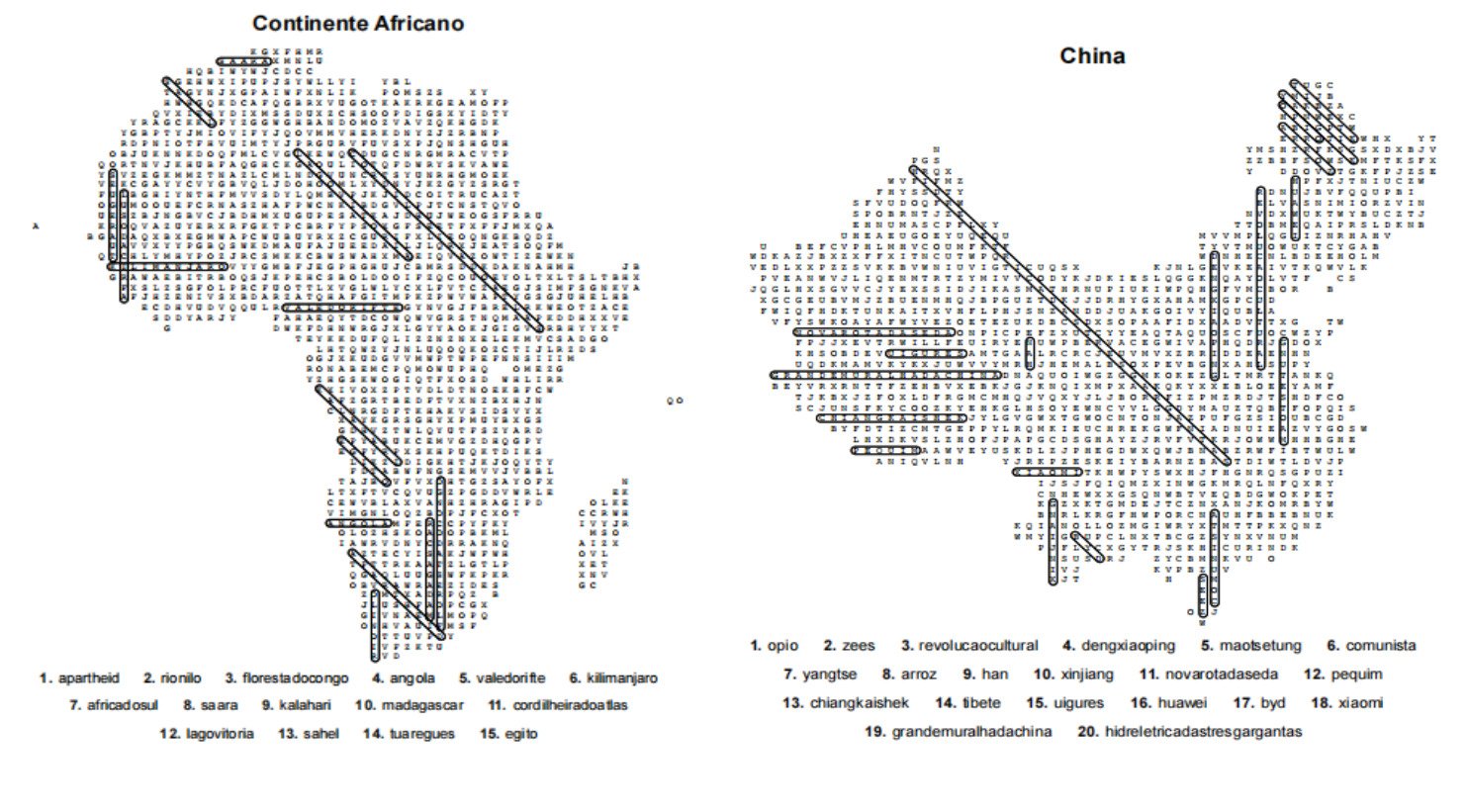 Caça-palavras Continente Africano